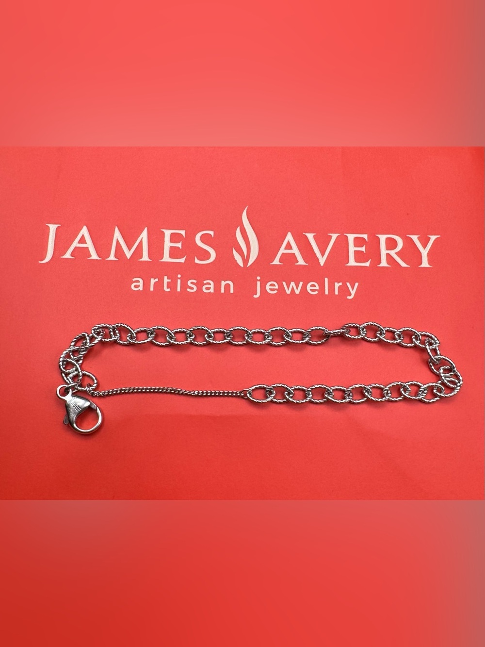 James Avery Silver Soon to be Retired Oval Twist Link Charm Bracelet
